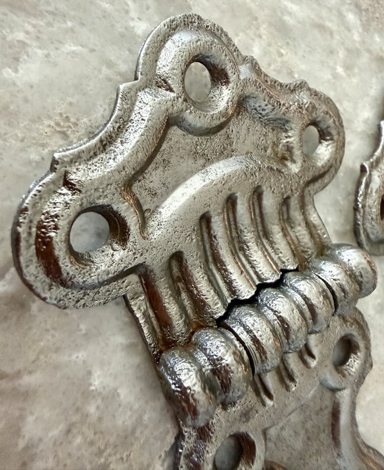 Pair Stanley SW Cast Iron Ornamental Surface Hinges 4-3/4” Antique VTG - Thumbnail 2