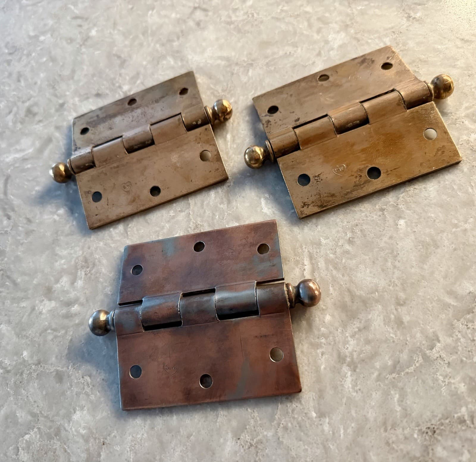 Stanley SW 3.5” Ball Tip Steel Door Hinges Vintage Set of 3 Sweetheart - Thumbnail 7