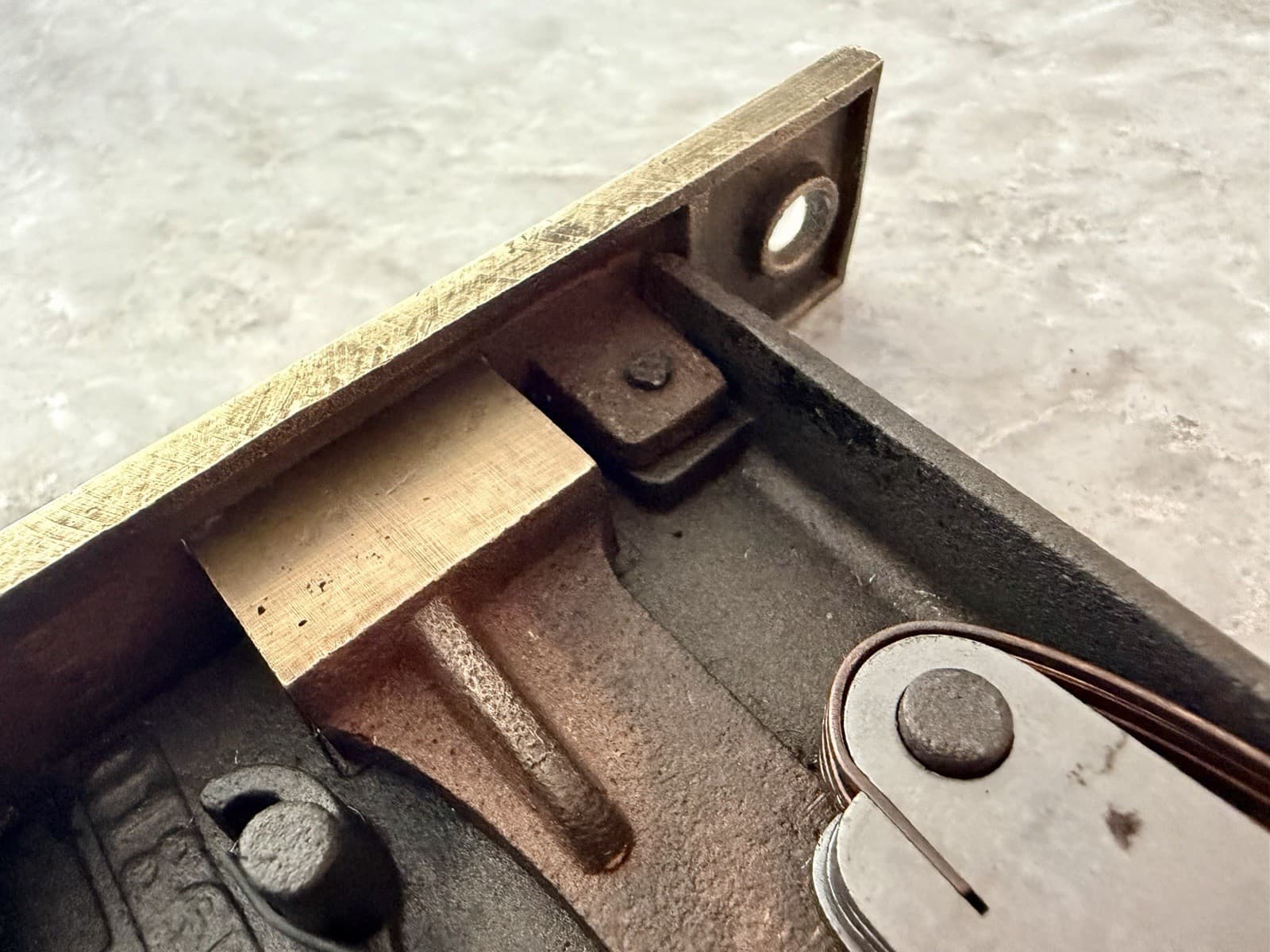 Antique Corbin Mortise Door Lock w/ Original Skeleton Key Brass Faceplate - Thumbnail 17