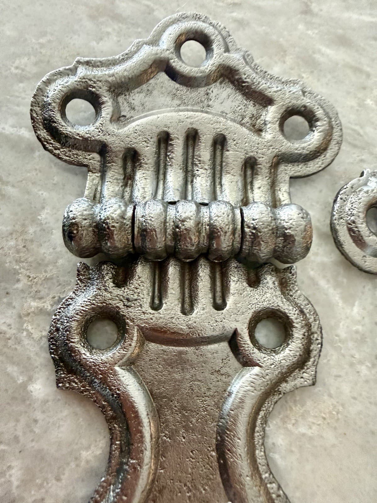 Pair Stanley SW Cast Iron Ornamental Surface Hinges 4-3/4” Antique VTG - Thumbnail 3