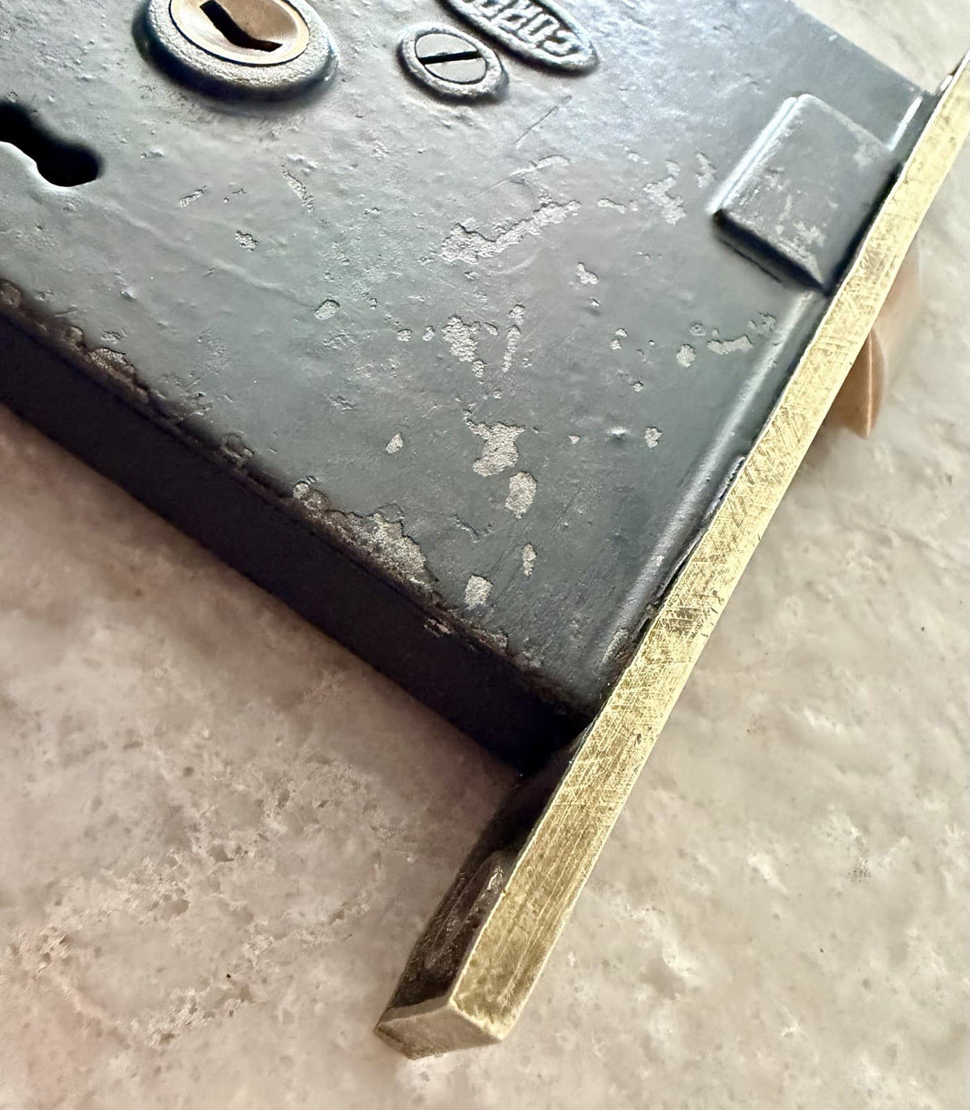 Antique Corbin Mortise Door Lock w/ Original Skeleton Key Brass Faceplate - Thumbnail 8
