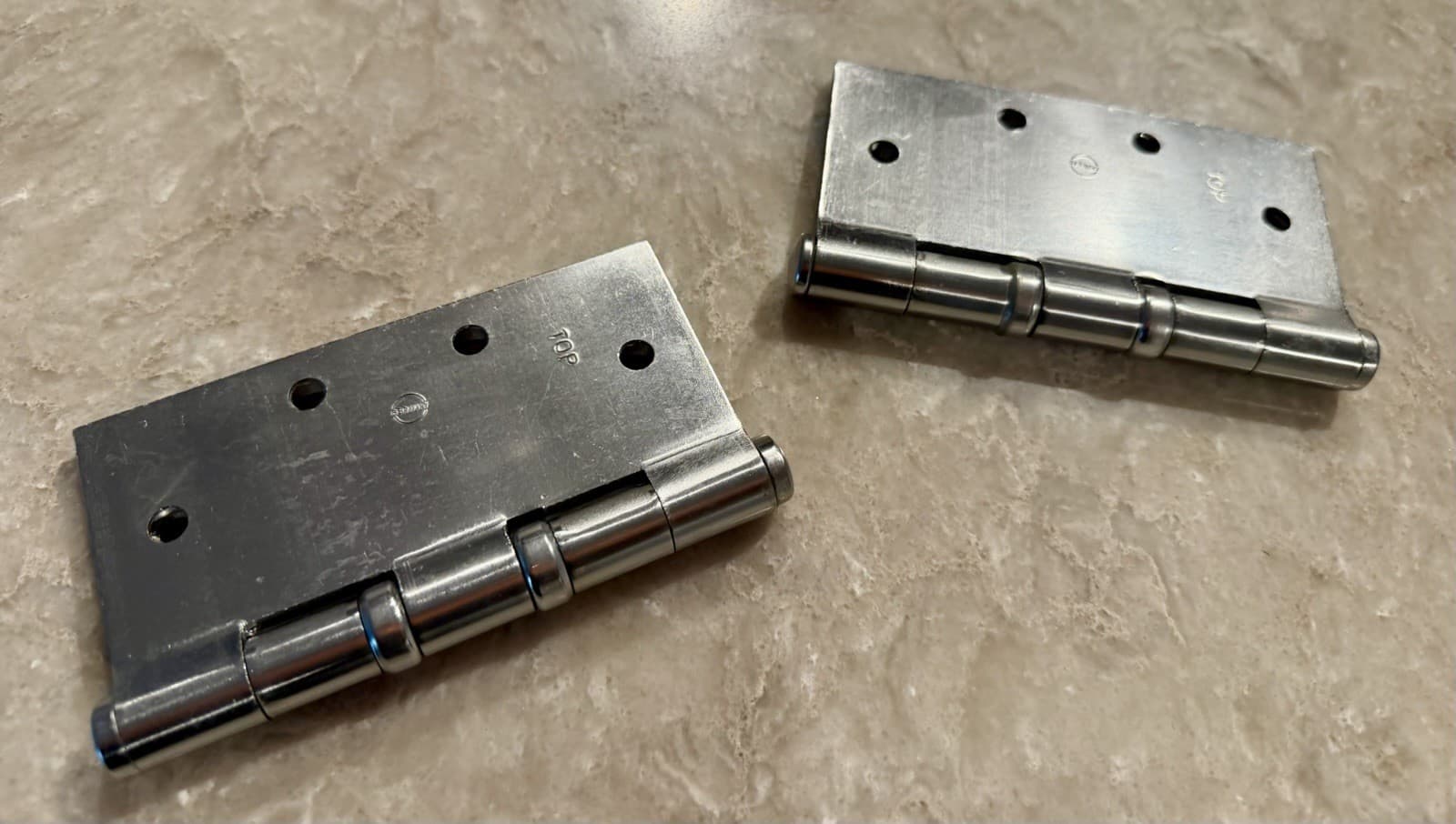 NOS TACO 4.5” x 4.5” Steel Commercial Door Hinges Satin Chrome Pair - Thumbnail 9