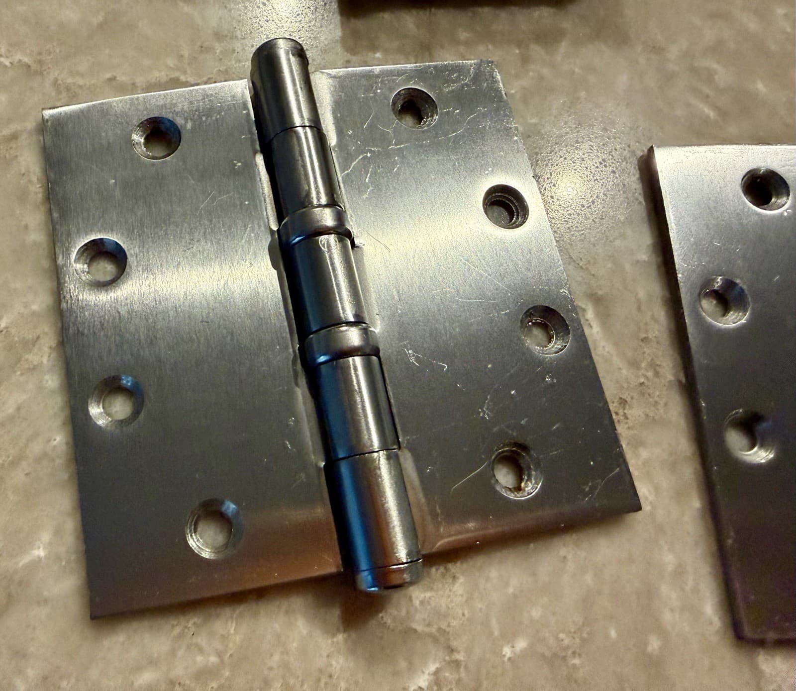NOS TACO 4.5” x 4.5” Steel Commercial Door Hinges Satin Chrome Pair - Thumbnail 2