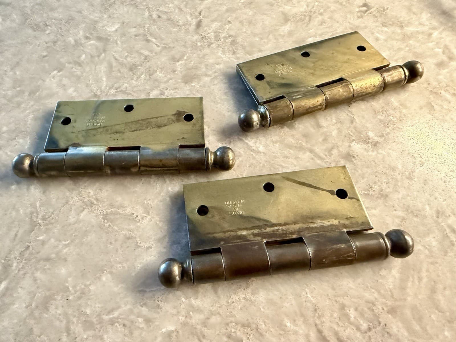 Stanley 3.5” Ball Tip Steel Door Hinges Pat 2154860 USA Set of 3 - Thumbnail 11