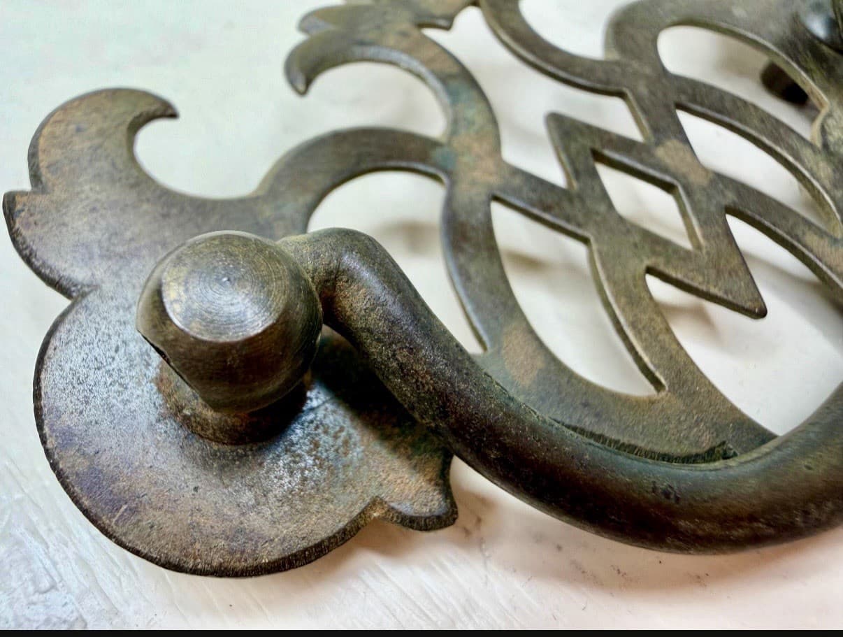 Vintage Gothic Steel Batwing Bail Drawer Pulls Set of 2 Cabinet Handles 3.25” - Thumbnail 4