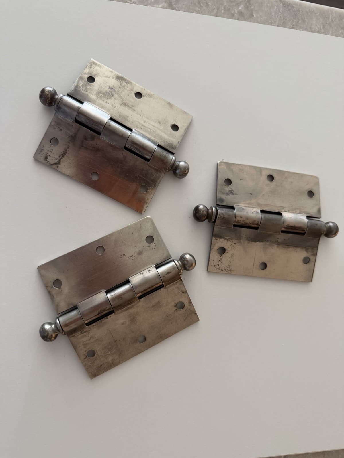 Stanley SW 3.5” Steel Ball Tip Door Hinges Set of 3 Sweetheart Made USA - Thumbnail 9
