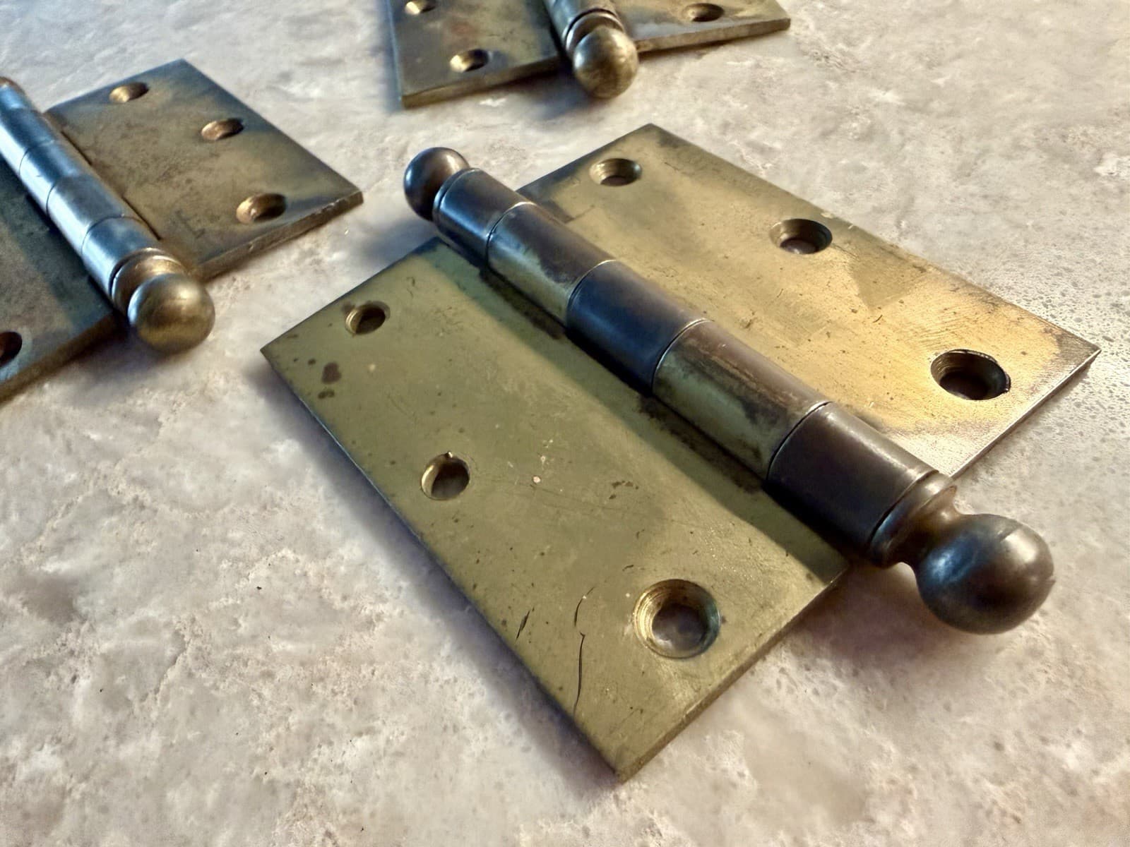 Stanley 3.5” Ball Tip Steel Door Hinges Pat 2154860 USA Set of 3 - Thumbnail 2
