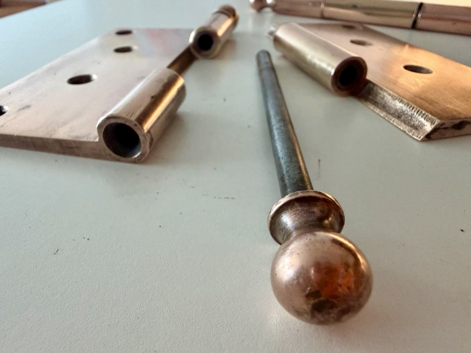 Solid Brass Ball Tip Door Hinges 4.5 x 4.5 Copper Finish Heavy Duty Pair - Thumbnail 13