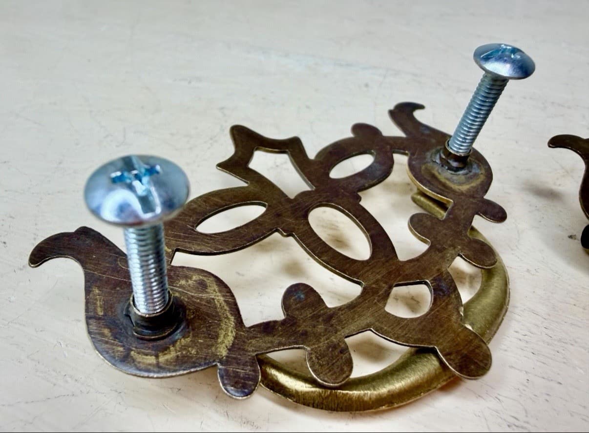 Vintage Solid Brass Gothic Bail Drawer Pulls Set of 2 - Thumbnail 7