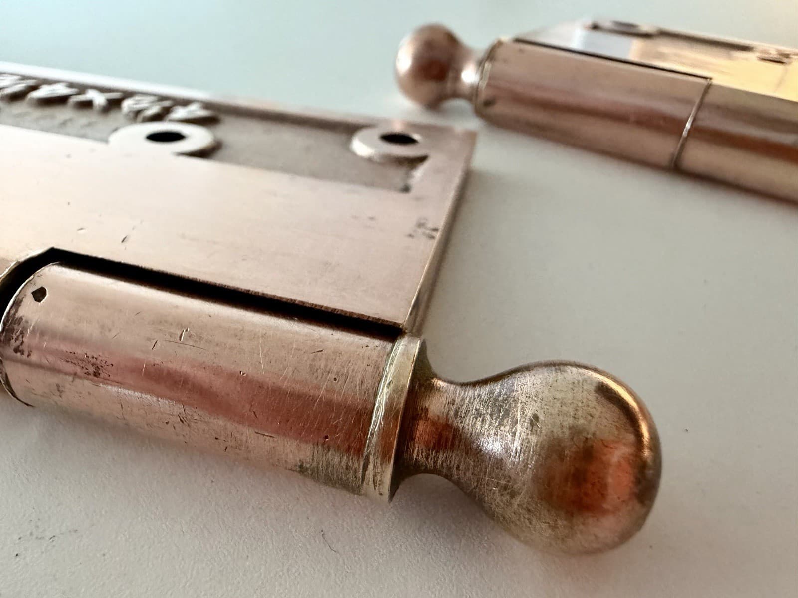 Solid Brass Ball Tip Door Hinges 4.5 x 4.5 Copper Finish Heavy Duty Pair - Thumbnail 11