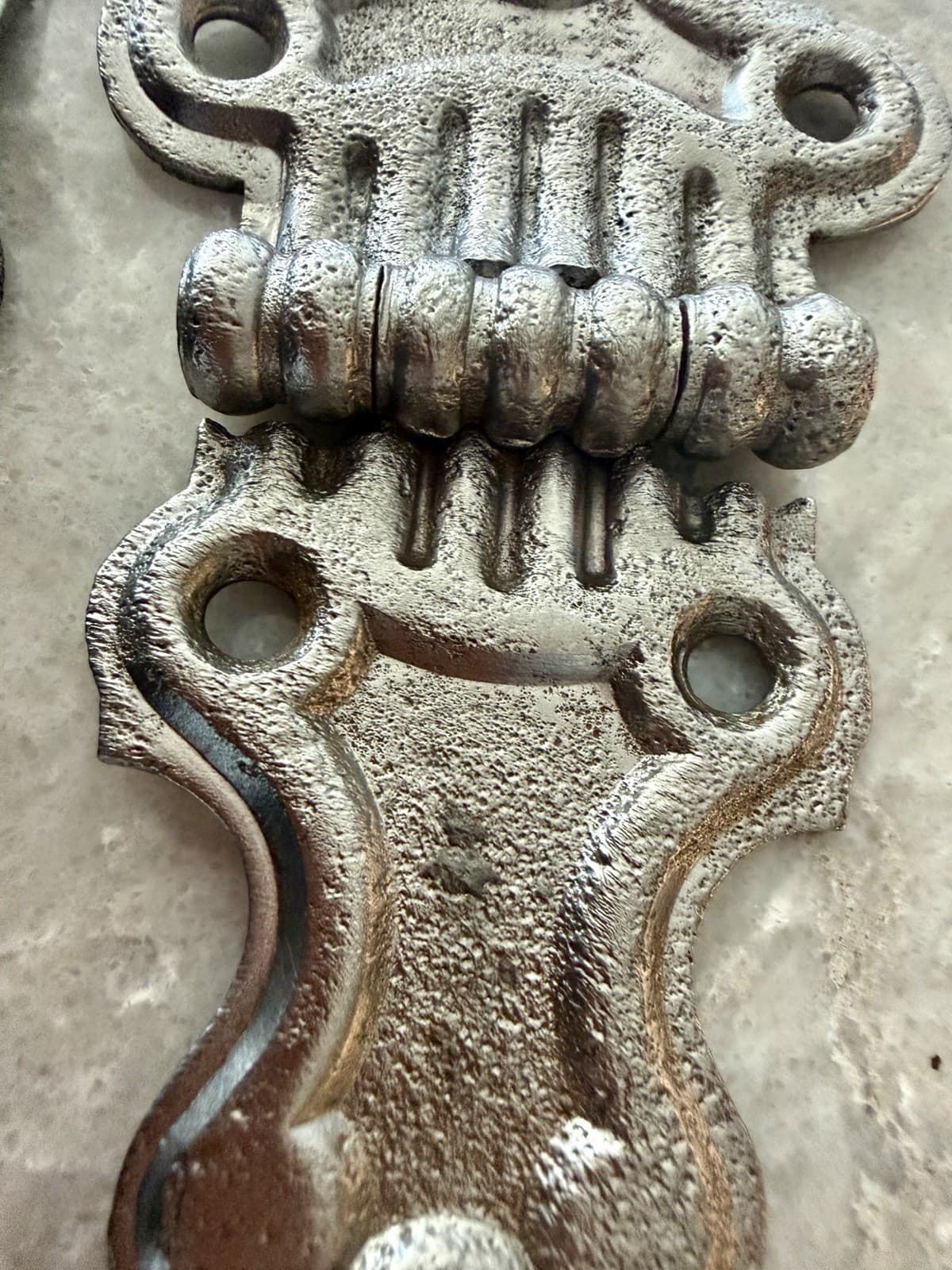 Pair Stanley SW Cast Iron Ornamental Surface Hinges 4-3/4” Antique VTG - Thumbnail 6