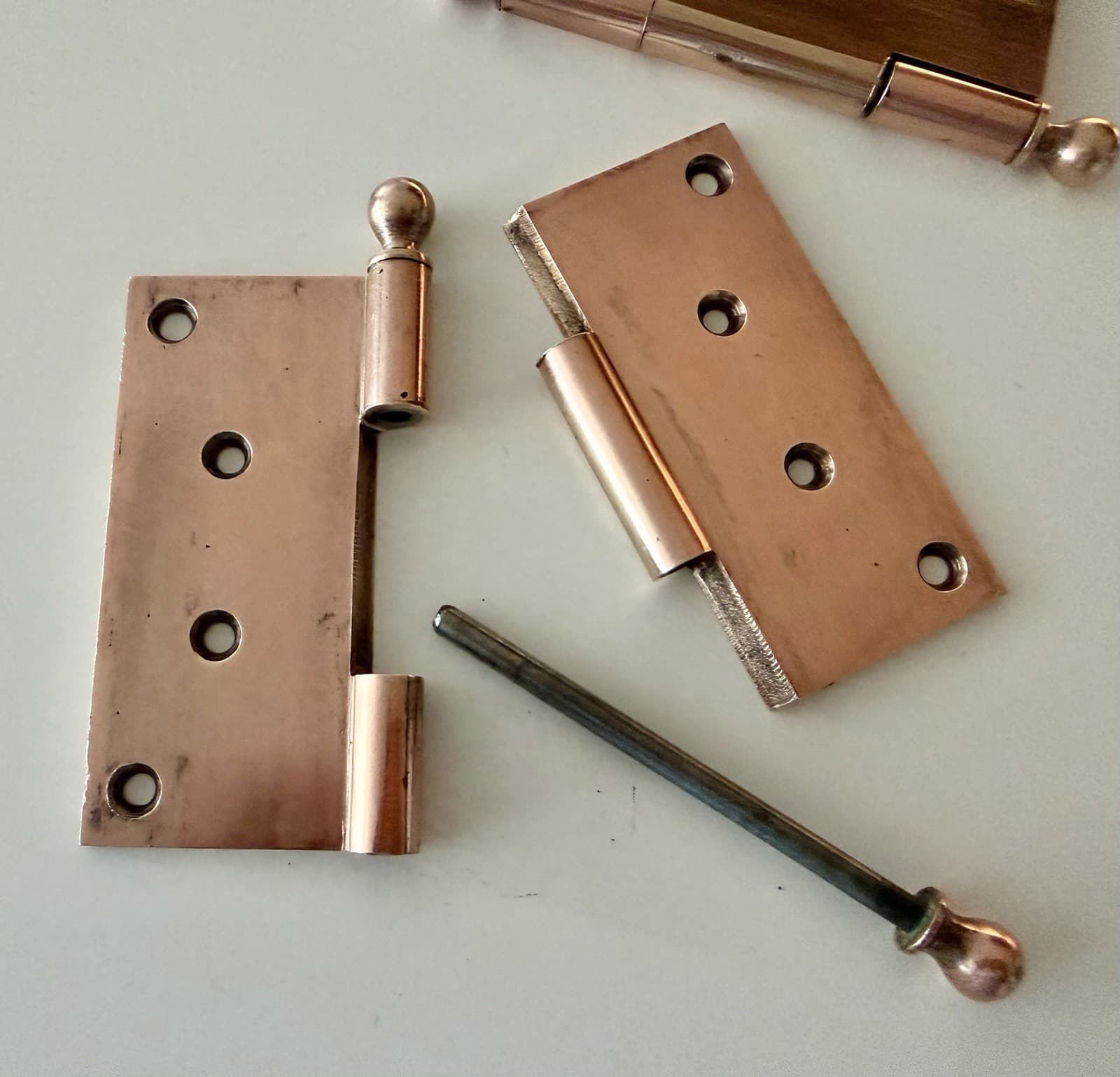 Solid Brass Ball Tip Door Hinges 4.5 x 4.5 Copper Finish Heavy Duty Pair - Thumbnail 12