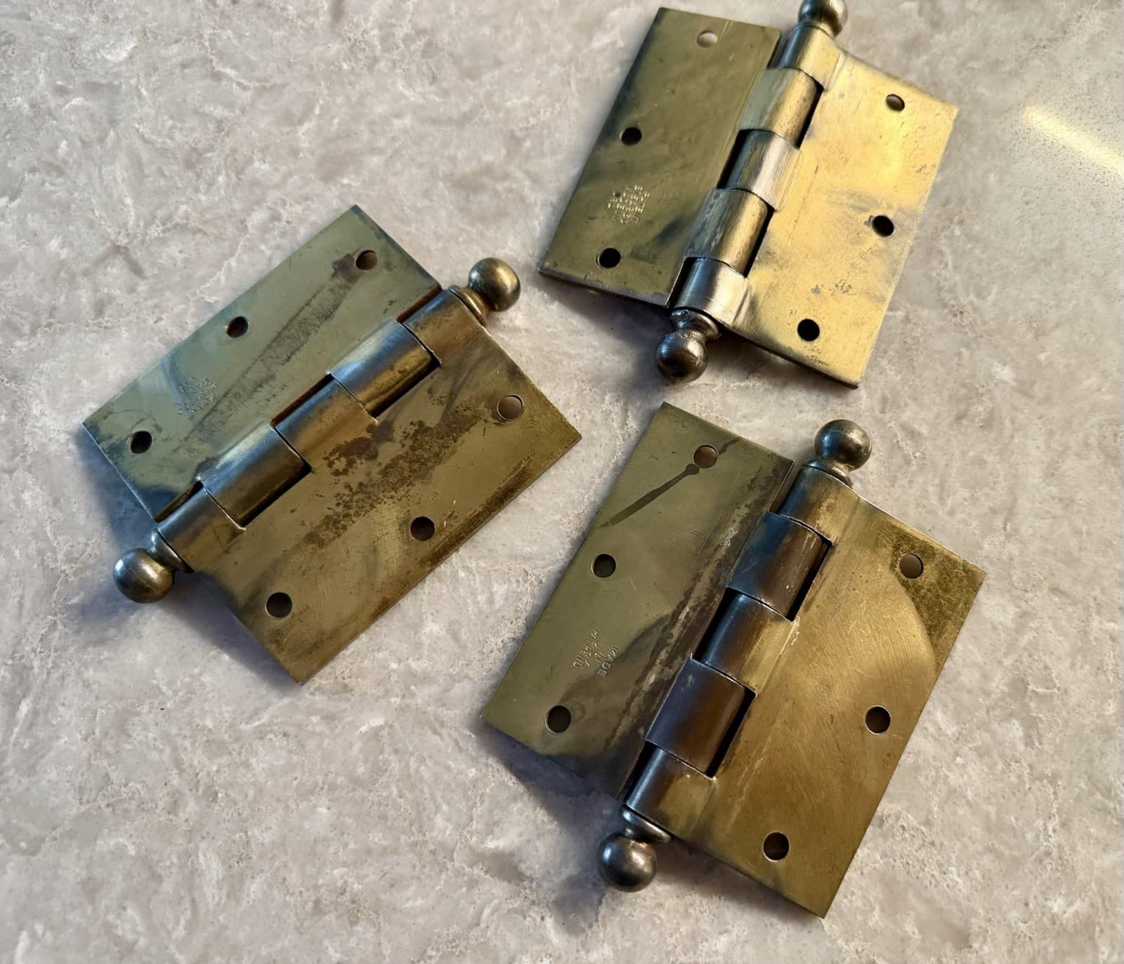 Stanley 3.5” Ball Tip Steel Door Hinges Pat 2154860 USA Set of 3 - Thumbnail 8