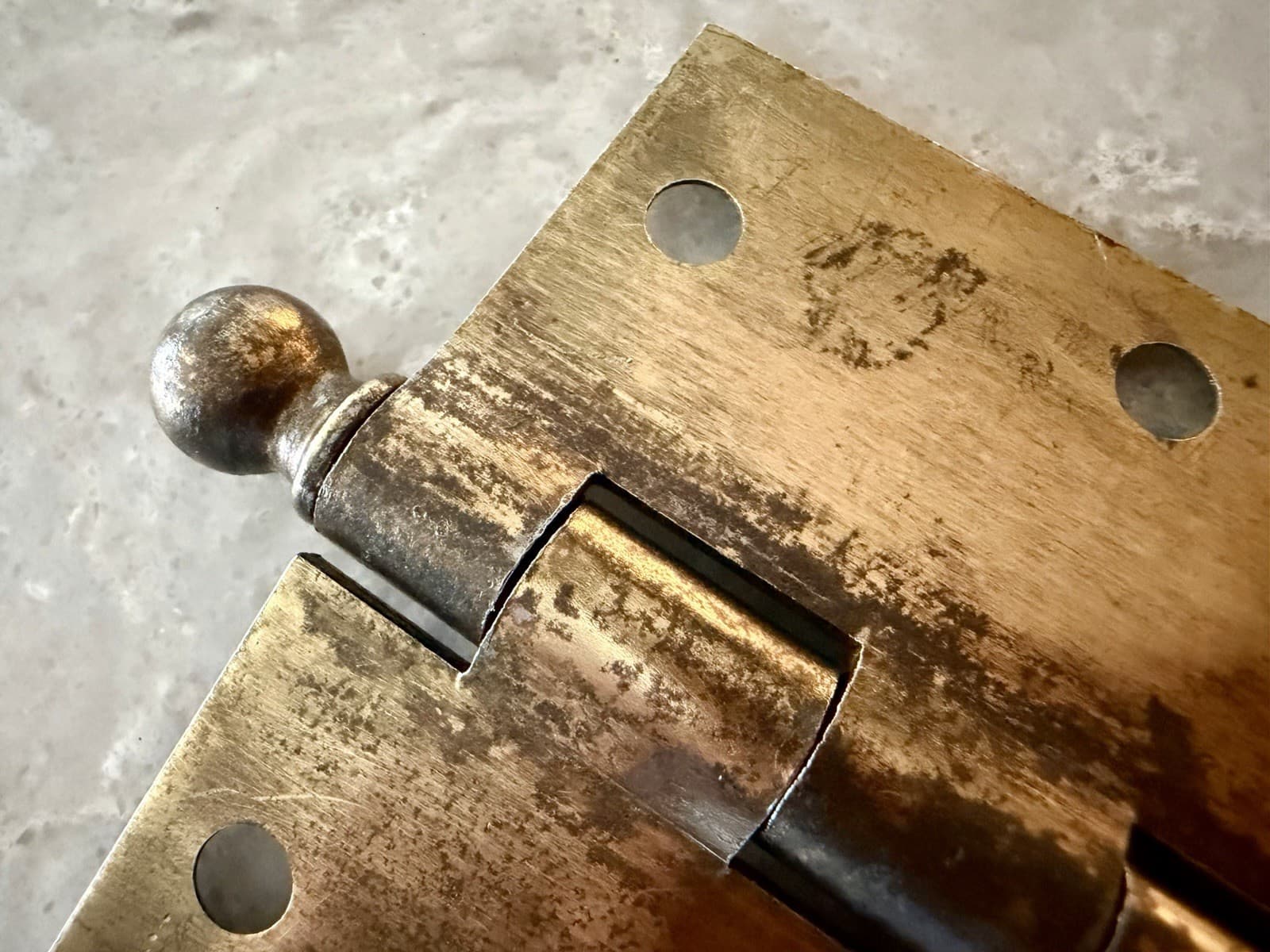 Pair Vintage Stanley 3” x 3” Steel Ball Tip Door Hinges Made in USA - Thumbnail 7