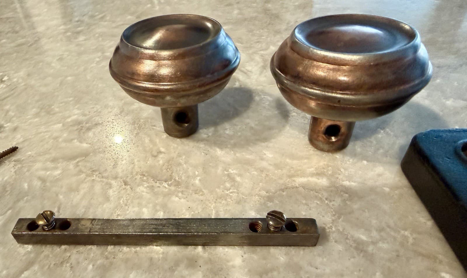 Sargent Antique Round Metal Door Knob Set w/ Backplates Mortise Lock Key - Thumbnail 5