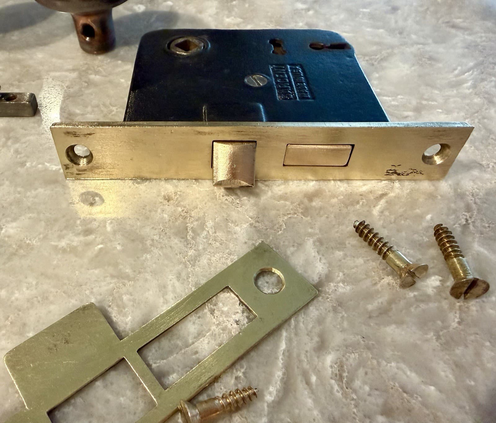 Sargent Antique Round Metal Door Knob Set w/ Backplates Mortise Lock Key - Thumbnail 3