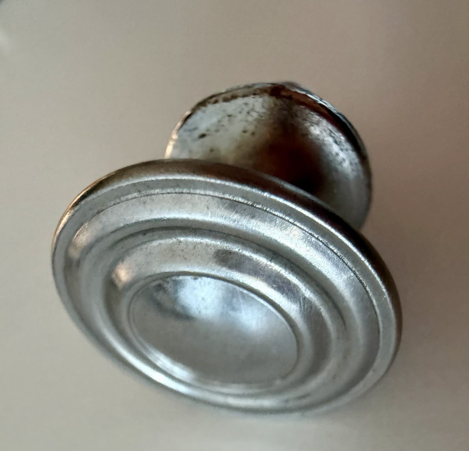 Set of 6 Vintage Steel Cabinet Drawer Knobs Concentric Circle Black Stripe 1” - Thumbnail 9