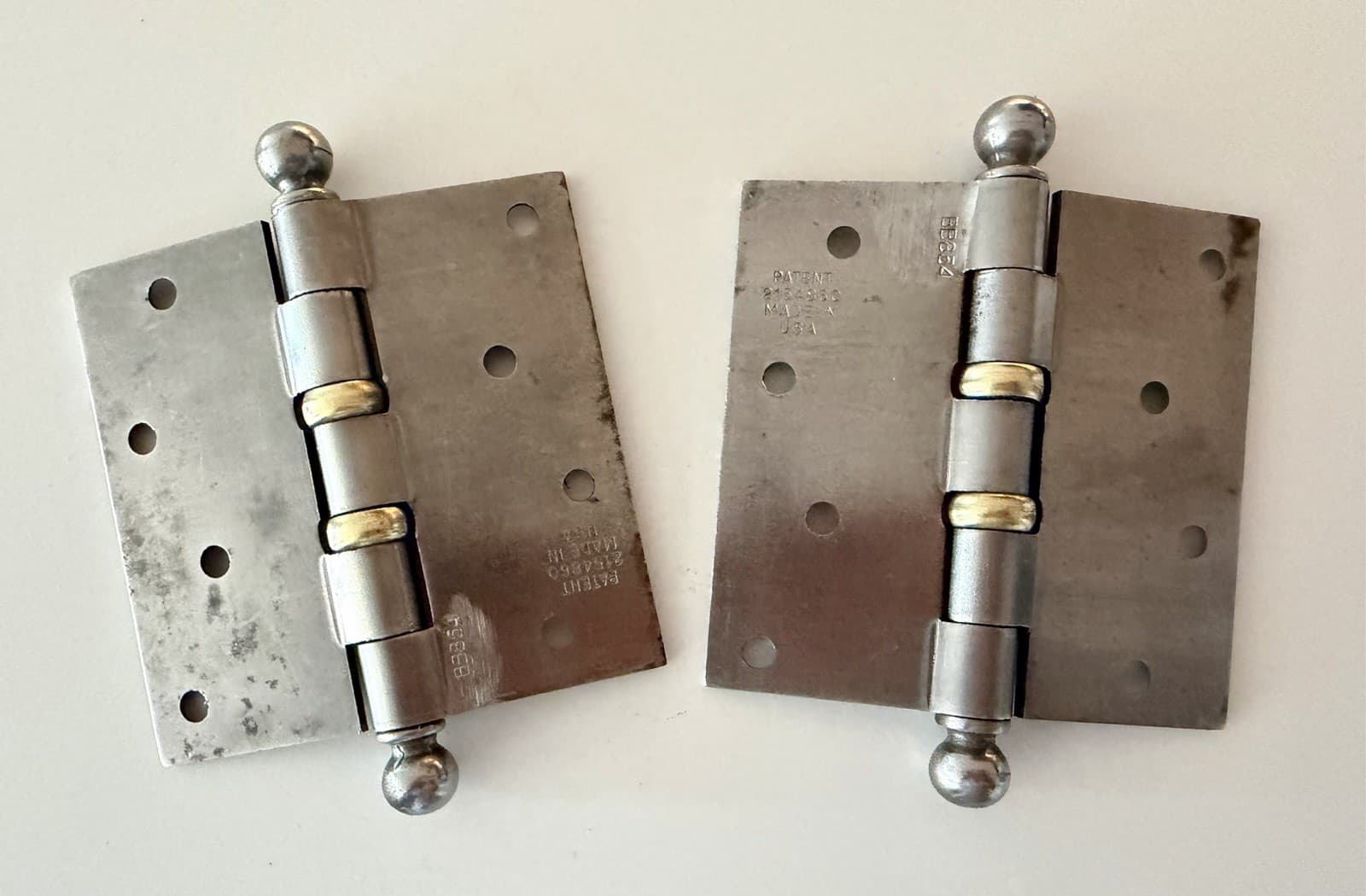 Stanley Ball Bearing Door Hinges 4x4 Steel Ball Tip Made USA Pair - Thumbnail 7