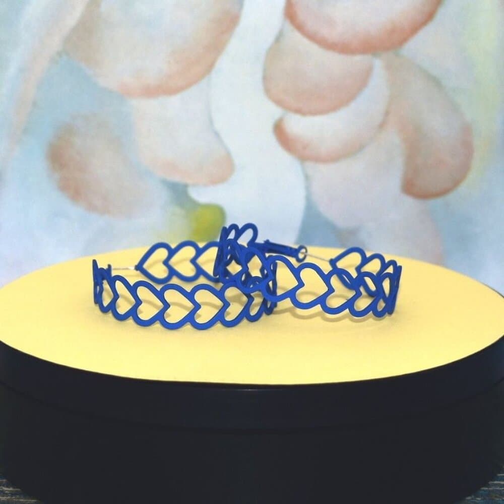 Lillianna Colorful Hearts Large Hoop Earrings Blue Gift Packaged - Thumbnail 5