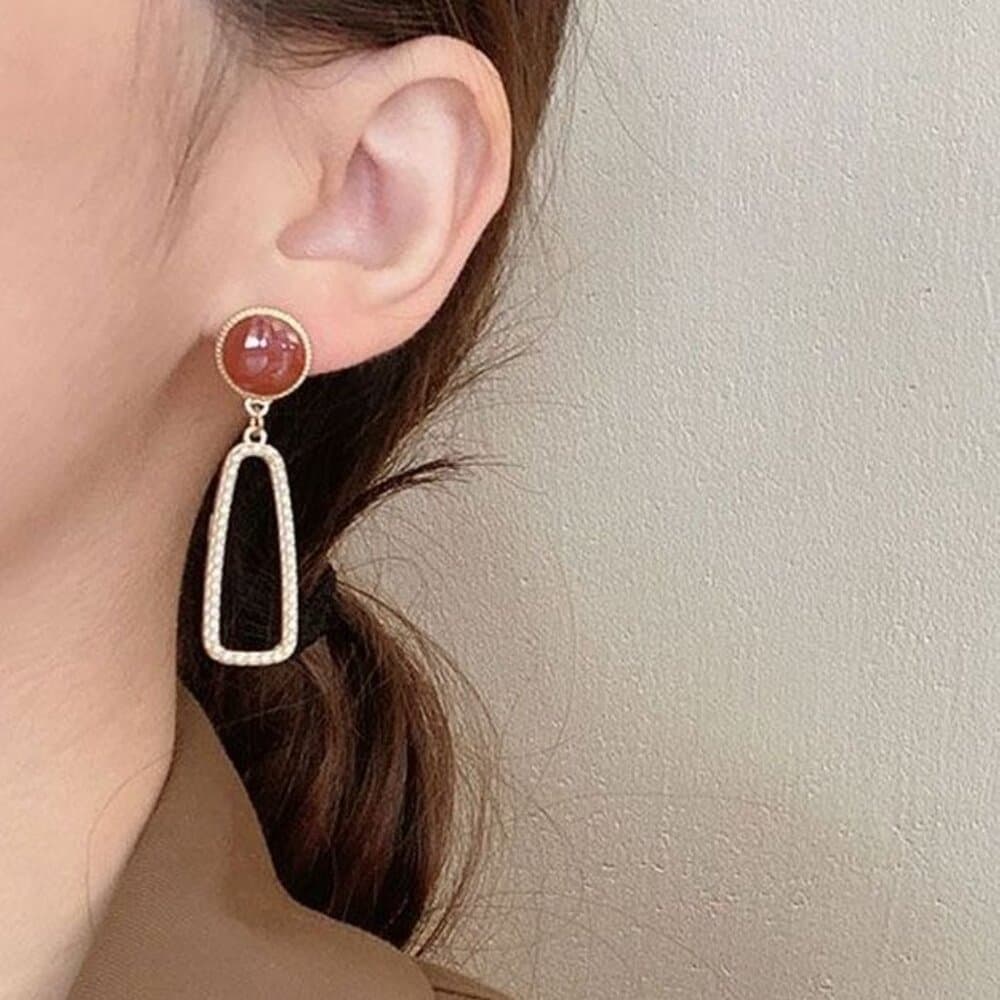 Lauren Ellie Rectangular Dangle Sweet Pearl Accented Earrings Gift Packaged - Thumbnail 3