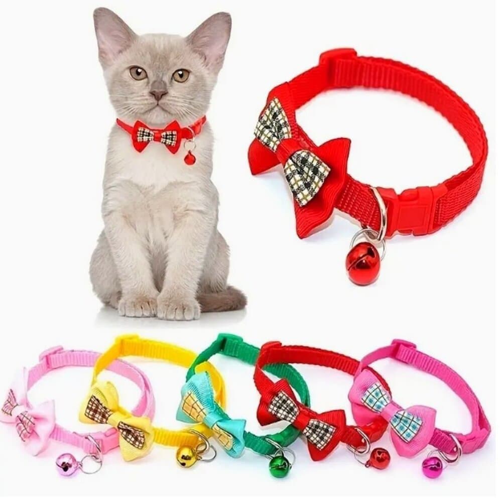 Kylee Kaylen Colorful Purple Plaid Bow Tie Bell Cat Collar and Toys Gift Package - Thumbnail 2