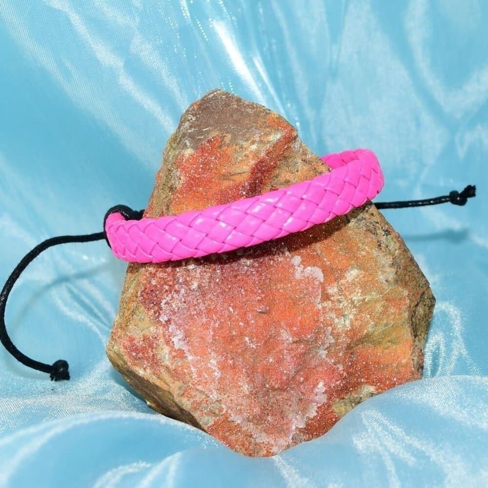 Leah Classic Weave Bohemian Sliding Wax Tie Leather Bracelet Pink Gift Packaged - Thumbnail 7