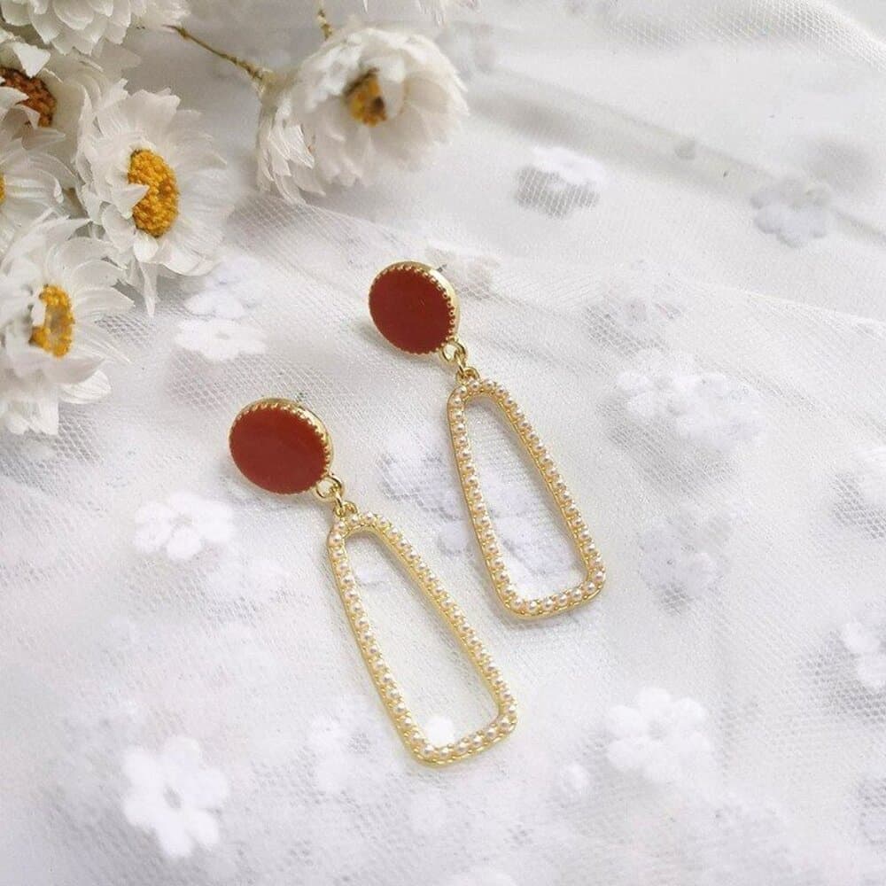 Lauren Ellie Rectangular Dangle Sweet Pearl Accented Earrings Gift Packaged - Thumbnail 2