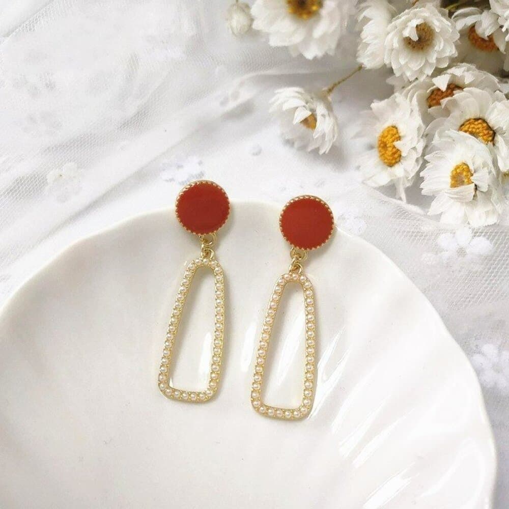 Lauren Ellie Rectangular Dangle Sweet Pearl Accented Earrings Gift Packaged - Thumbnail 4