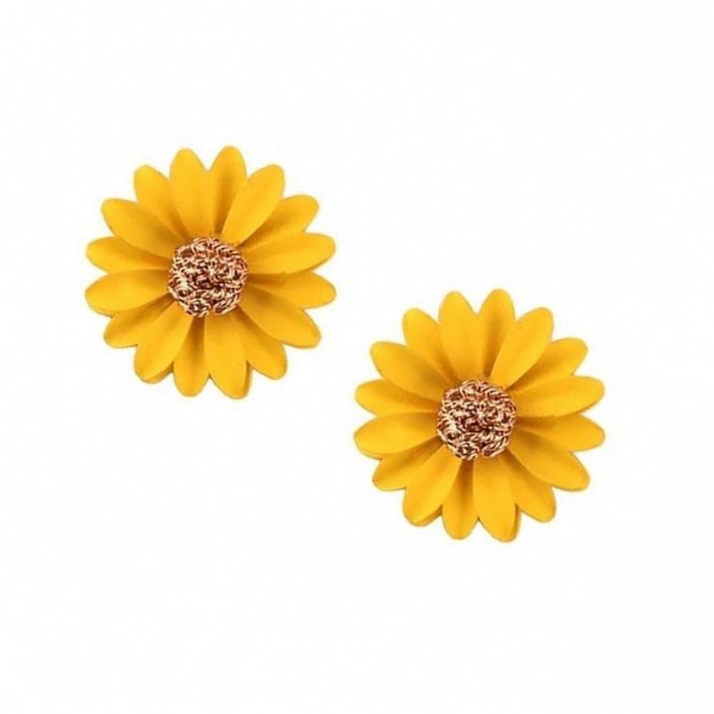 Kenna Layelle Aster Flower Gold Centered Yellow Floral Petal Earrings Gift Boxed - Thumbnail 4