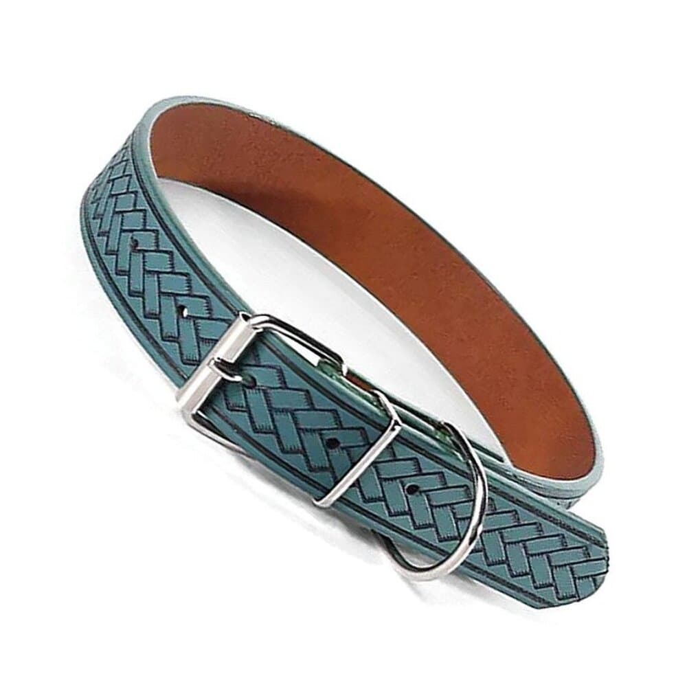 Kasen Herringbone Dark Teal Green Dog Collar Medium Gift Packaged - Thumbnail 5