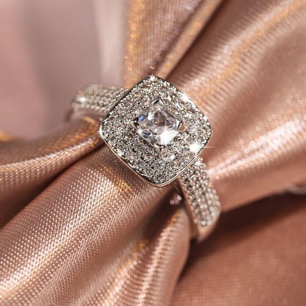 Julieta Princess 925 Sterling Silver Cubic Zirconia Ring Size 6 Gift Boxed - Thumbnail 3