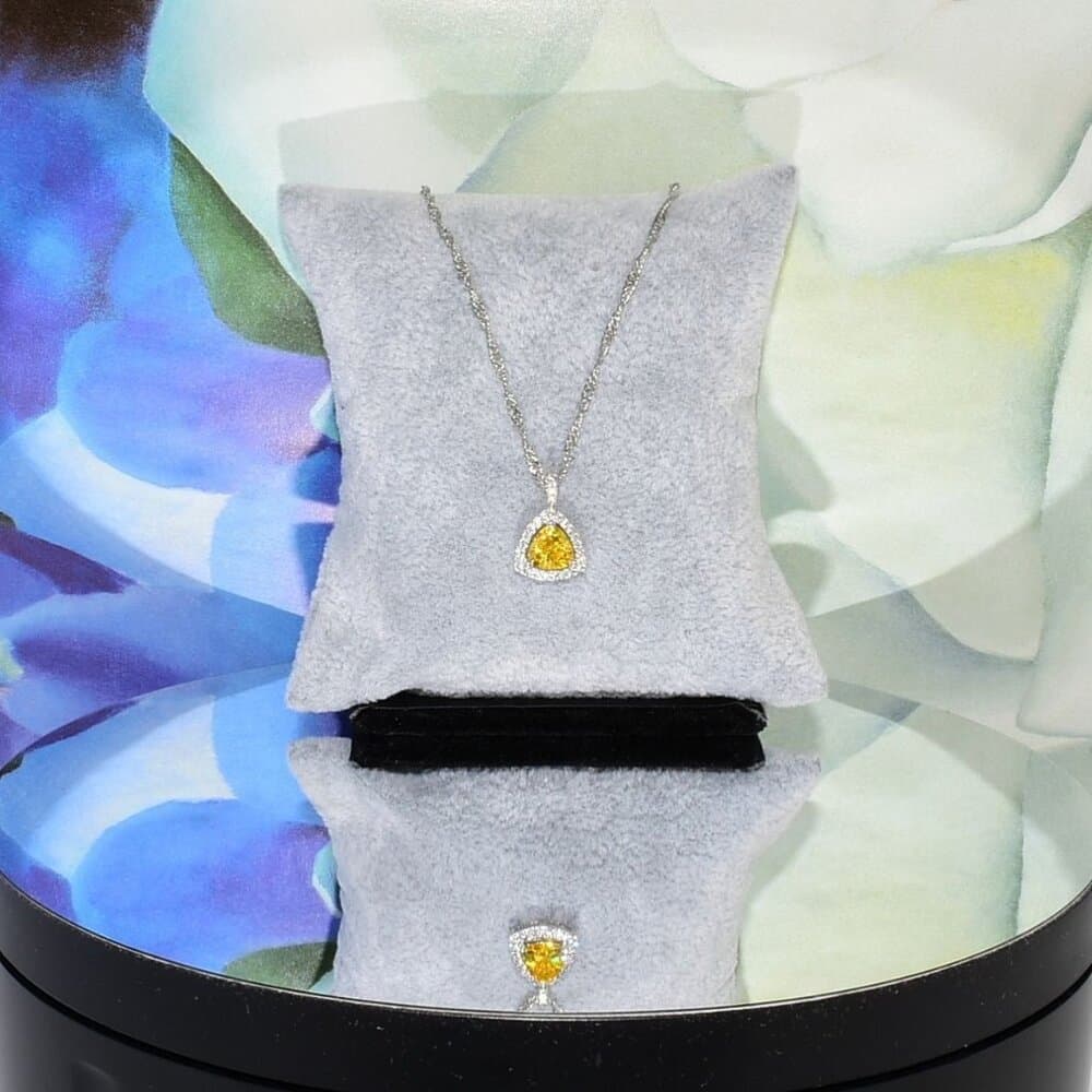Keira Trillion Cut Citrine Gemstone Sterling Silver Pendant Necklace Gift Boxed - Thumbnail 7