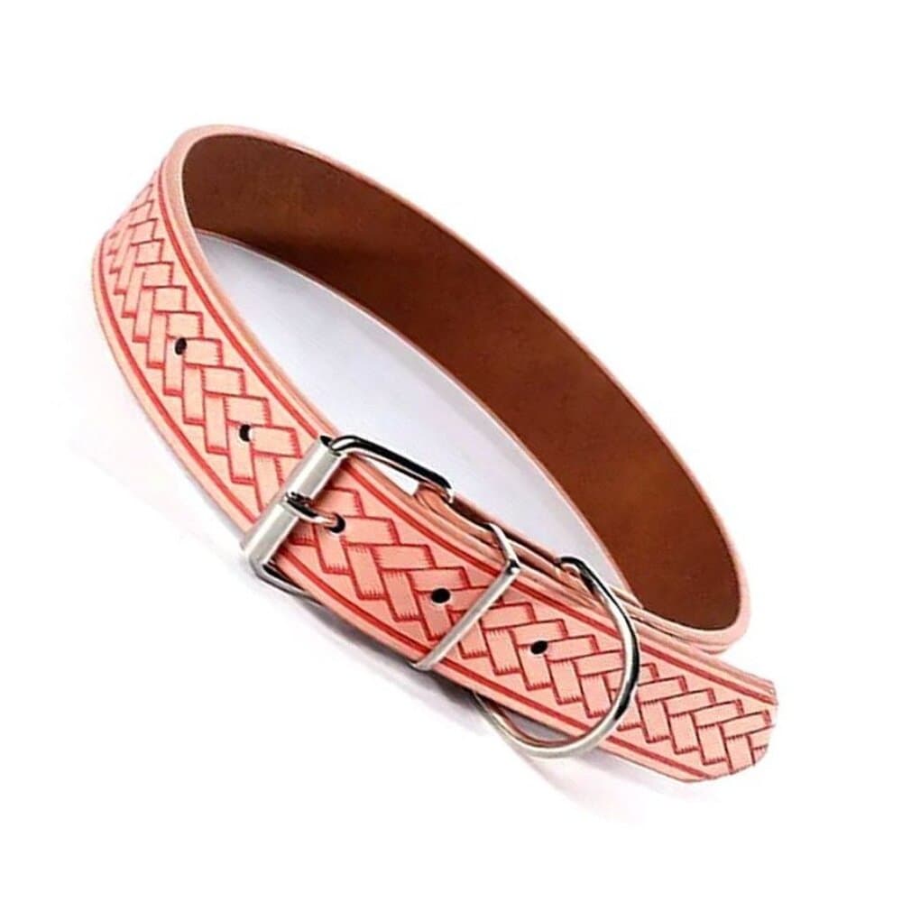 Kasen Herringbone Pattern Coral Pink Dog Collar Large Gift Packaged - Thumbnail 5