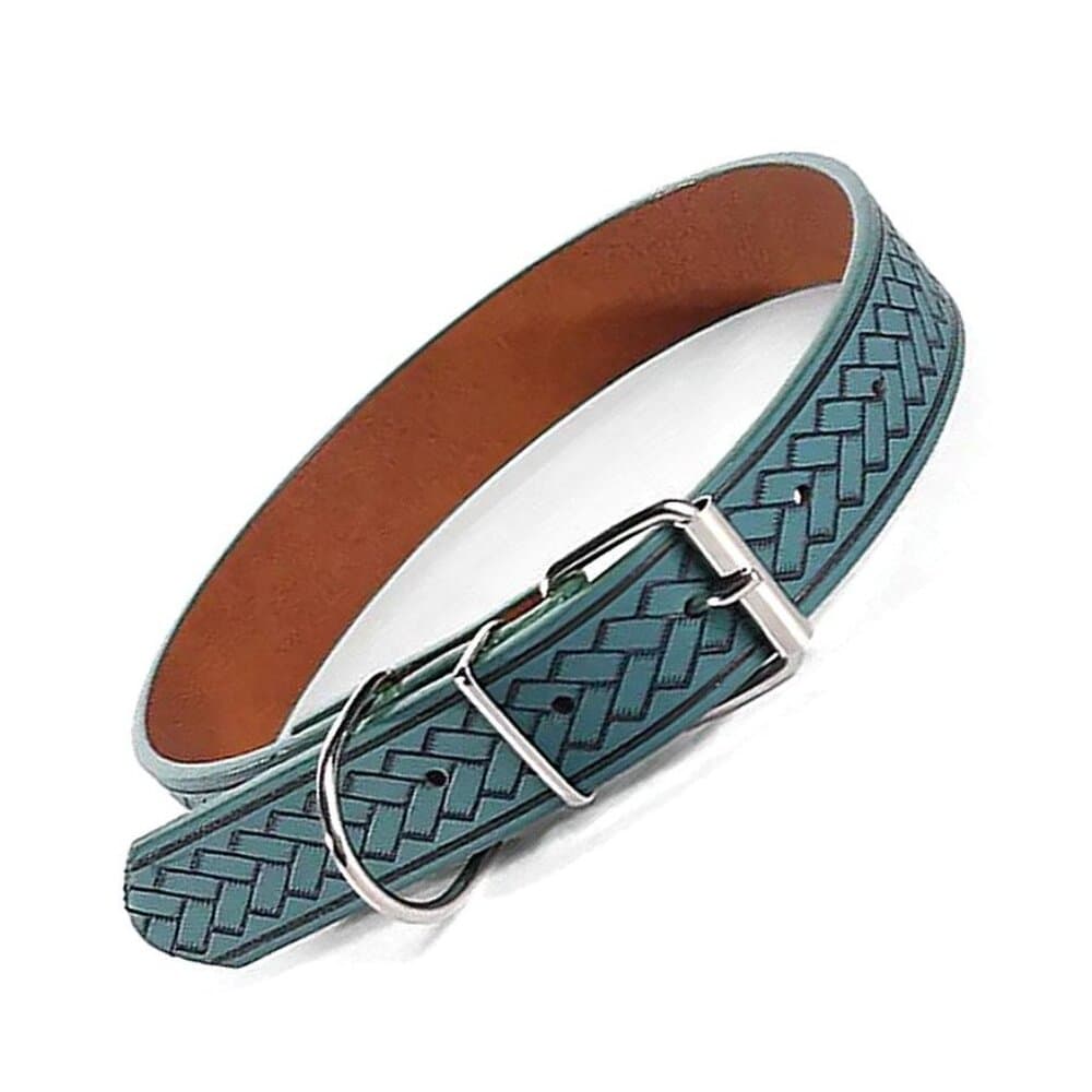 Kasen Herringbone Dark Teal Green Dog Collar Medium Gift Packaged - Thumbnail 10