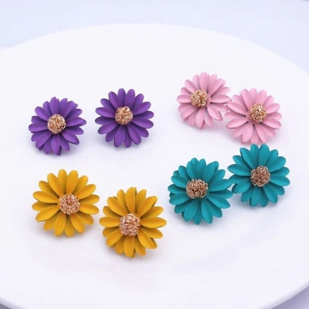 Kenna Layelle Aster Flower Gold Centered Yellow Floral Petal Earrings Gift Boxed - Thumbnail 2