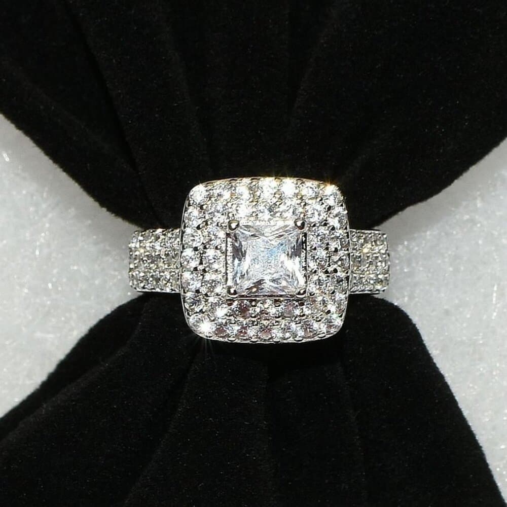 Julieta Princess 925 Sterling Silver Cubic Zirconia Ring Size 8 Gift Boxed - Thumbnail 5