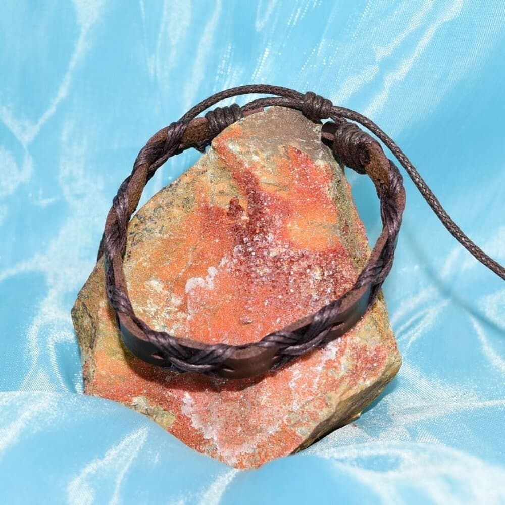 Kelly Crossover Boho Sliding Wax Tie Leather Bracelet Brown Gift Packaged - Thumbnail 2