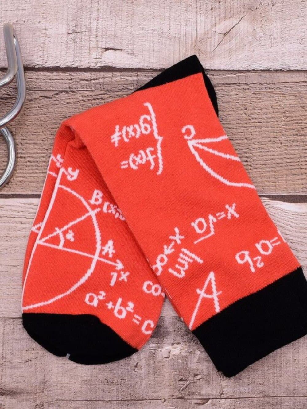 Jimmy Whiz Mens Math Chemistry Science Formula Socks on Orange Gift Packaged - Thumbnail 2