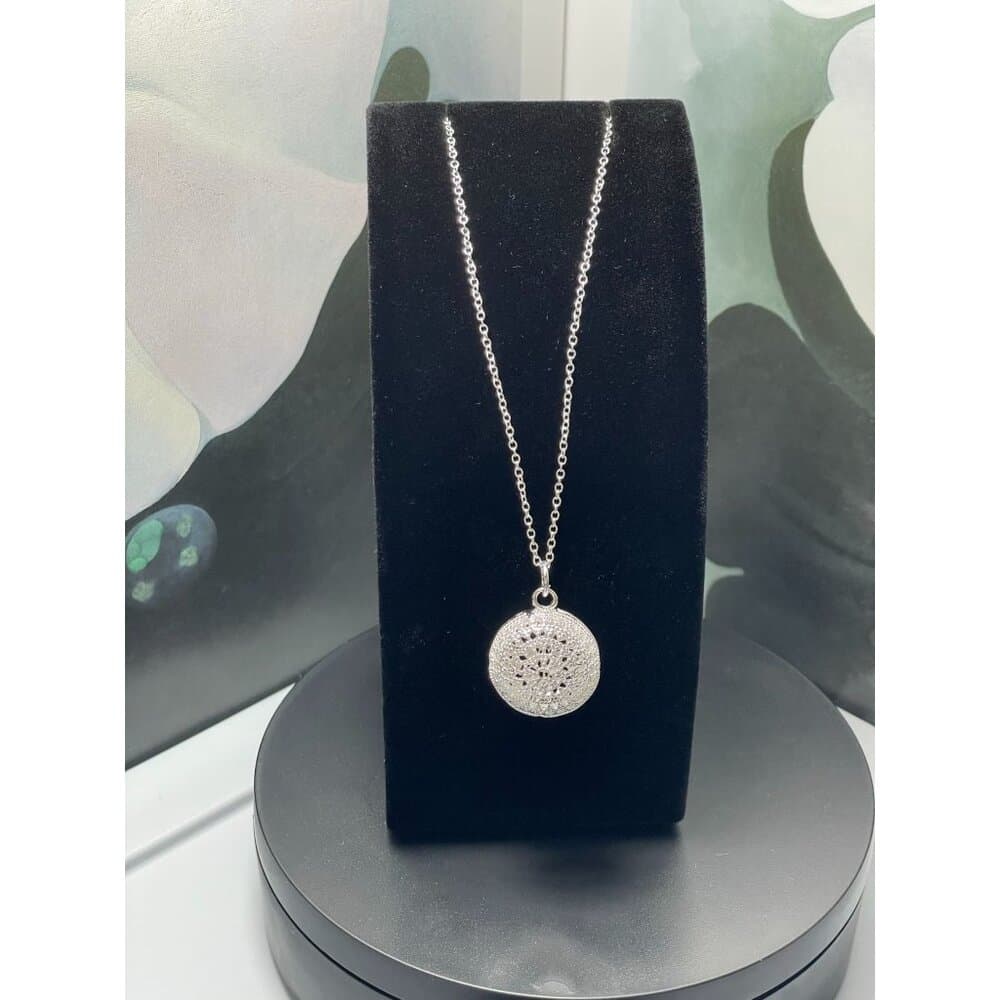 Jacqueline Medallion Sterling Silver Pendant Necklace and Earrings Gift Packaged - Thumbnail 2