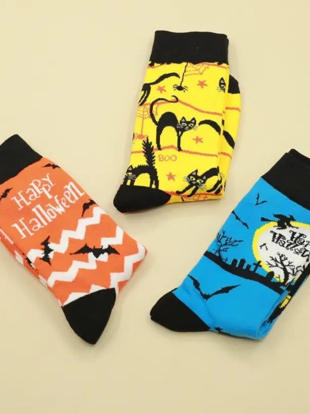Happy Haunts Halloween Socks Witches Haunted House Blue Black Gift Packaged - Thumbnail 4