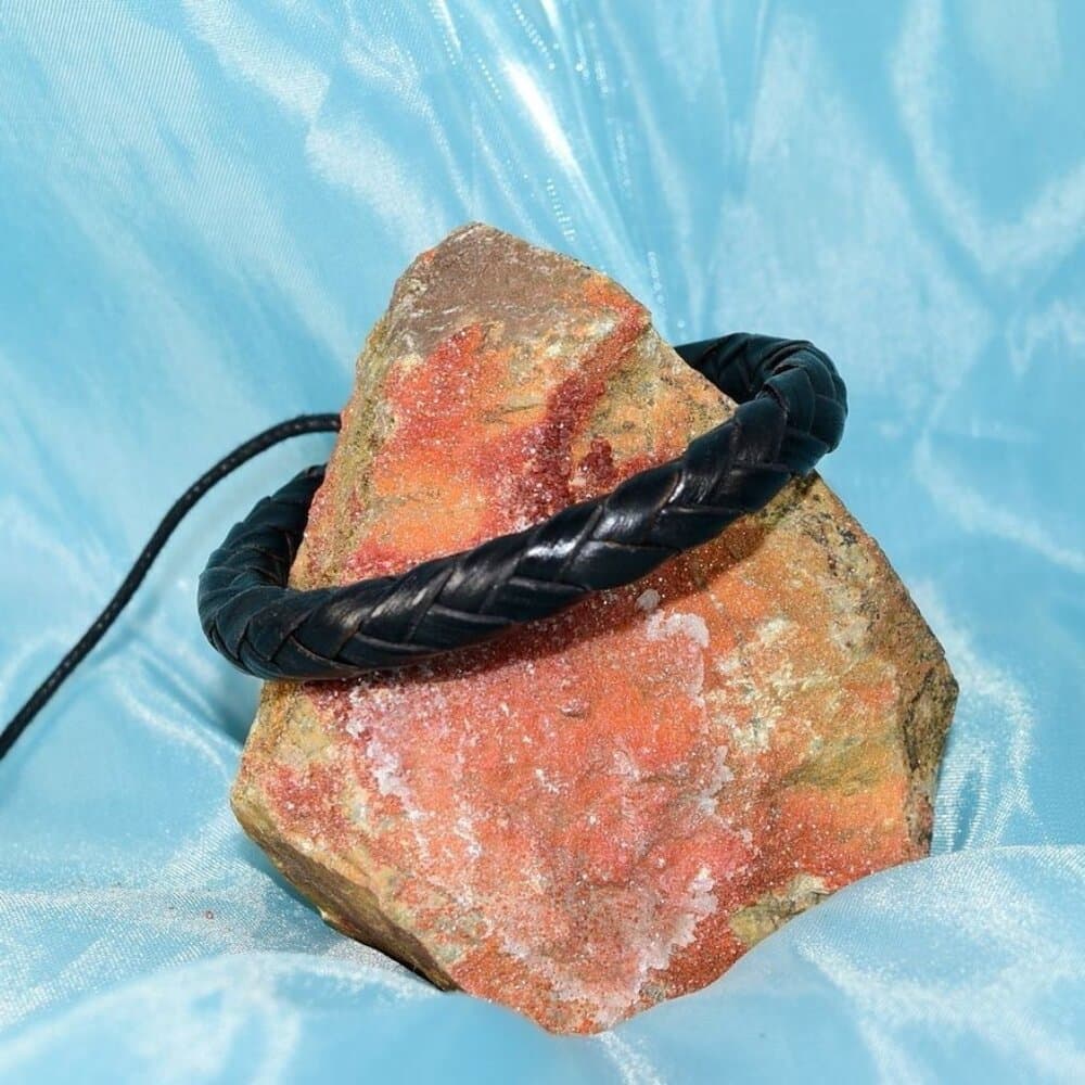 Jonah Lee Mens Leather Rope Herringbone Braided Bracelet Black Gift Boxed - Thumbnail 3