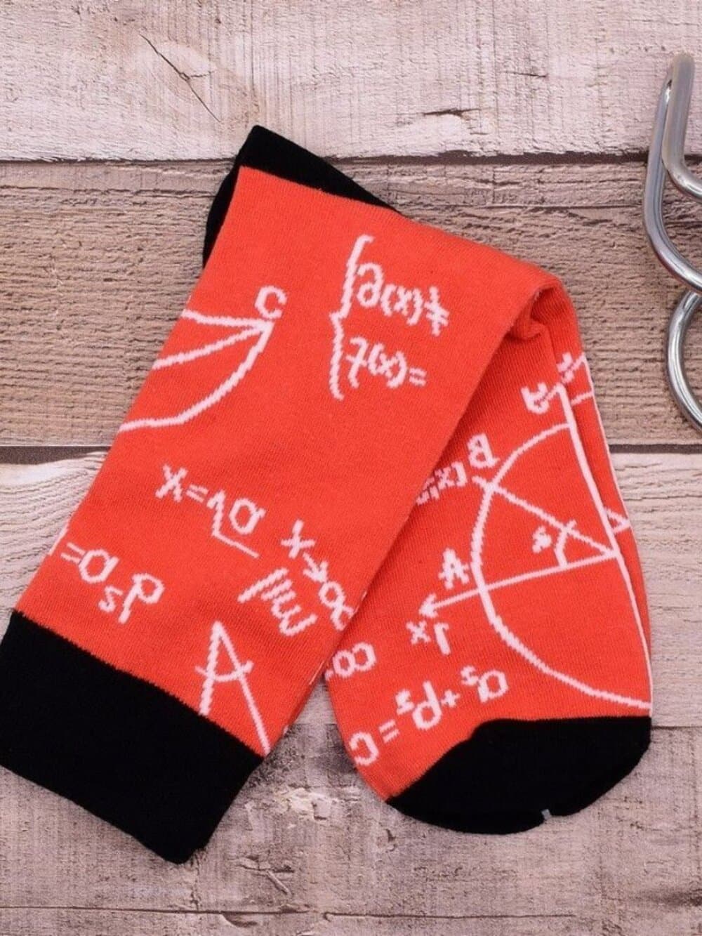 Jimmy Whiz Mens Math Chemistry Science Formula Socks on Orange Gift Packaged - Thumbnail 4