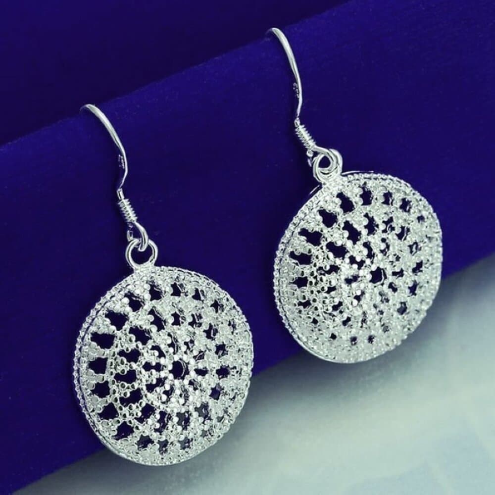 Jacqueline Medallion Sterling Silver Dangle Earrings Gift Packaged - Thumbnail 9