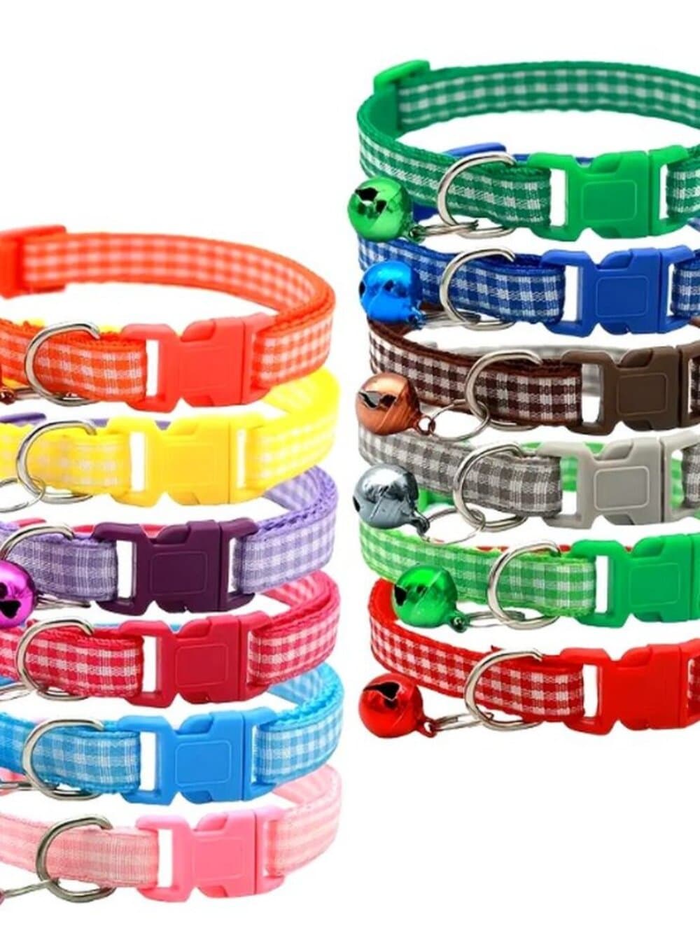 Jamie Jase Khaki Gingham Plaid Bell Accented Cat Collar with Toys Gift Package - Thumbnail 2