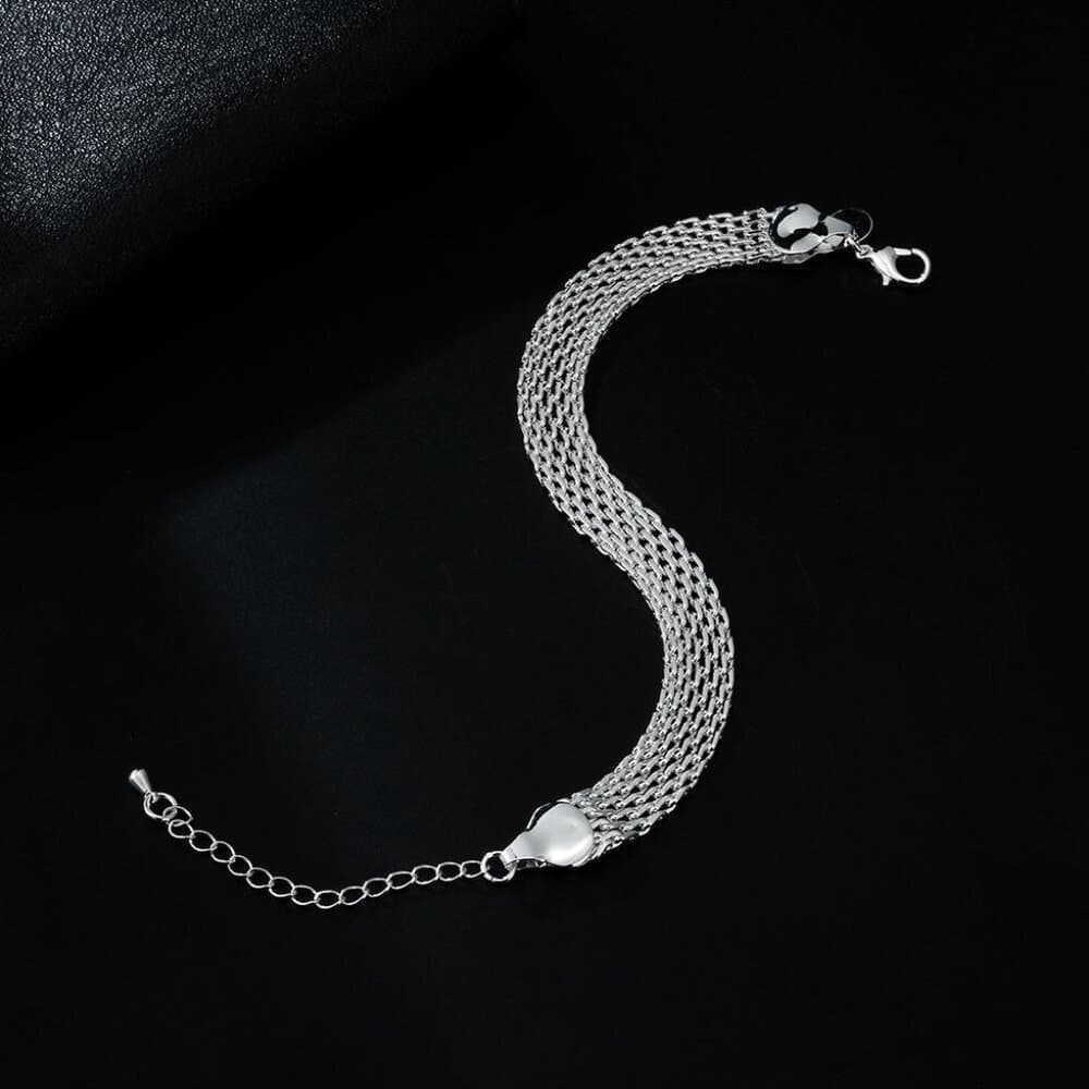 Harlow Leana Sterling Silver Mesh Weaved Chain Bracelet Gift Packaged - Thumbnail 4