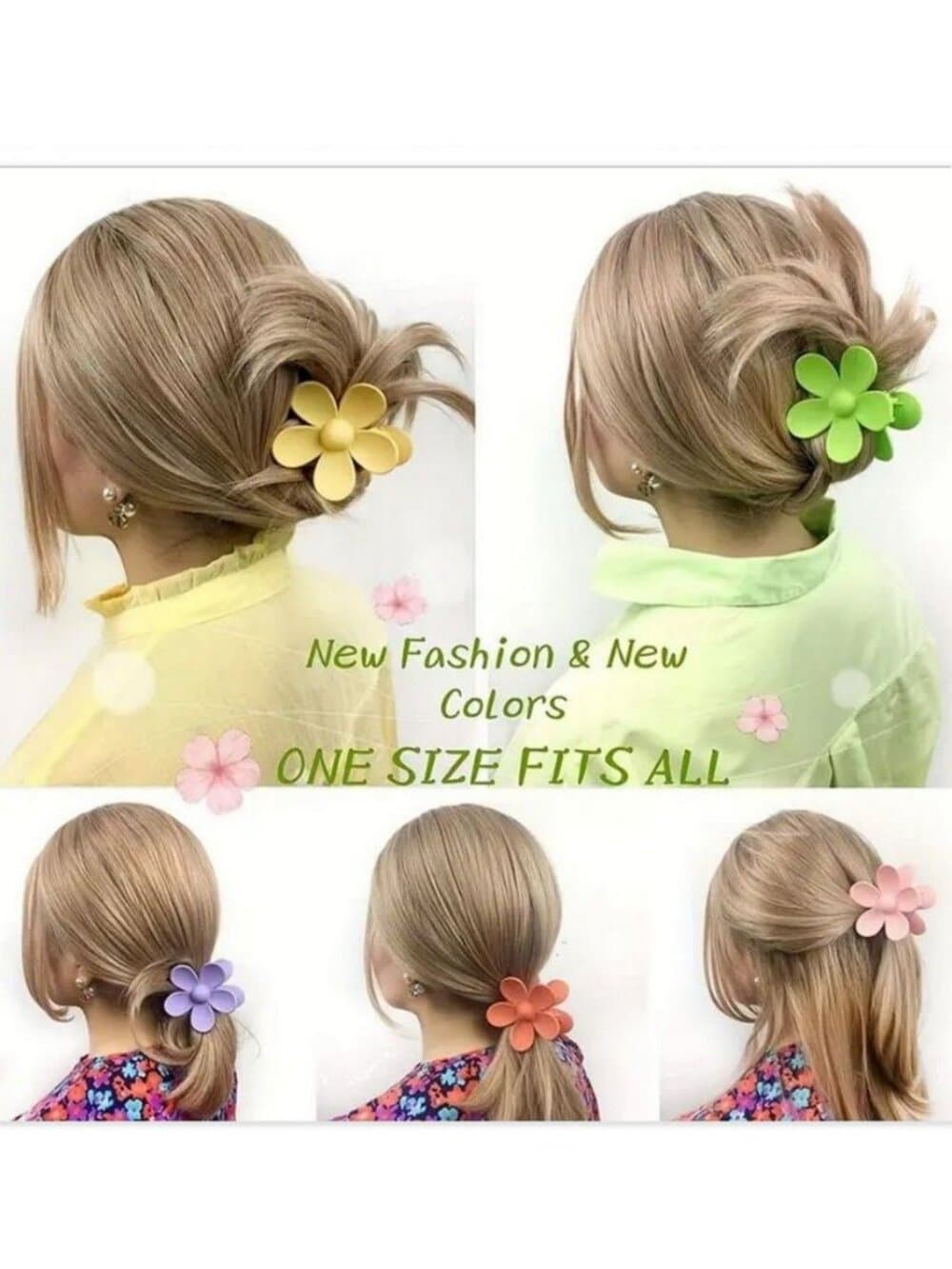 Helena Floral Hair Claw Clip Flower Accessory Set Blue Green Gift Packaged - Thumbnail 4