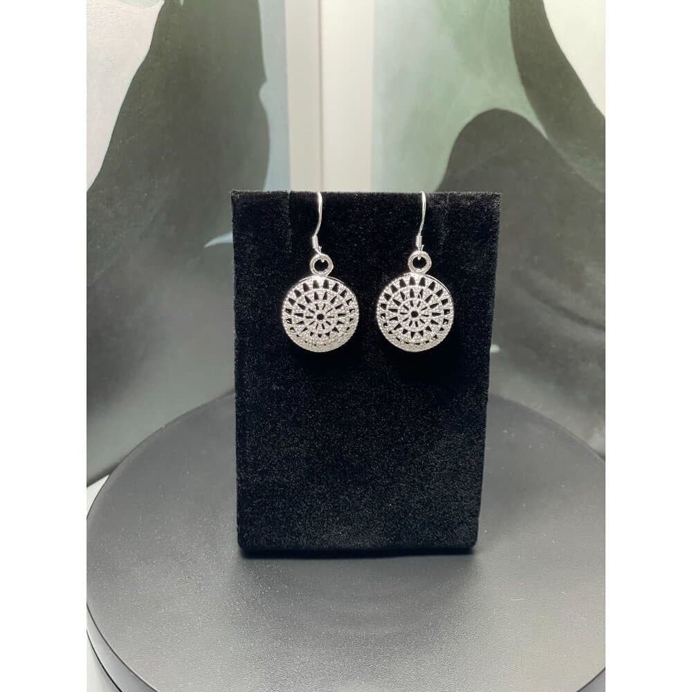 Jacqueline Medallion Sterling Silver Dangle Earrings Gift Packaged - Thumbnail 2