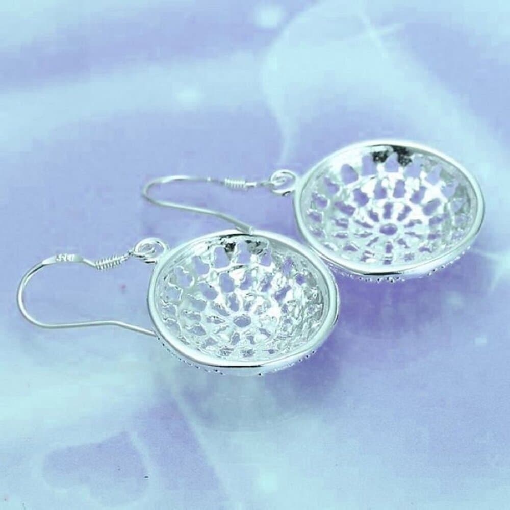 Jacqueline Medallion Sterling Silver Dangle Earrings Gift Packaged - Thumbnail 3