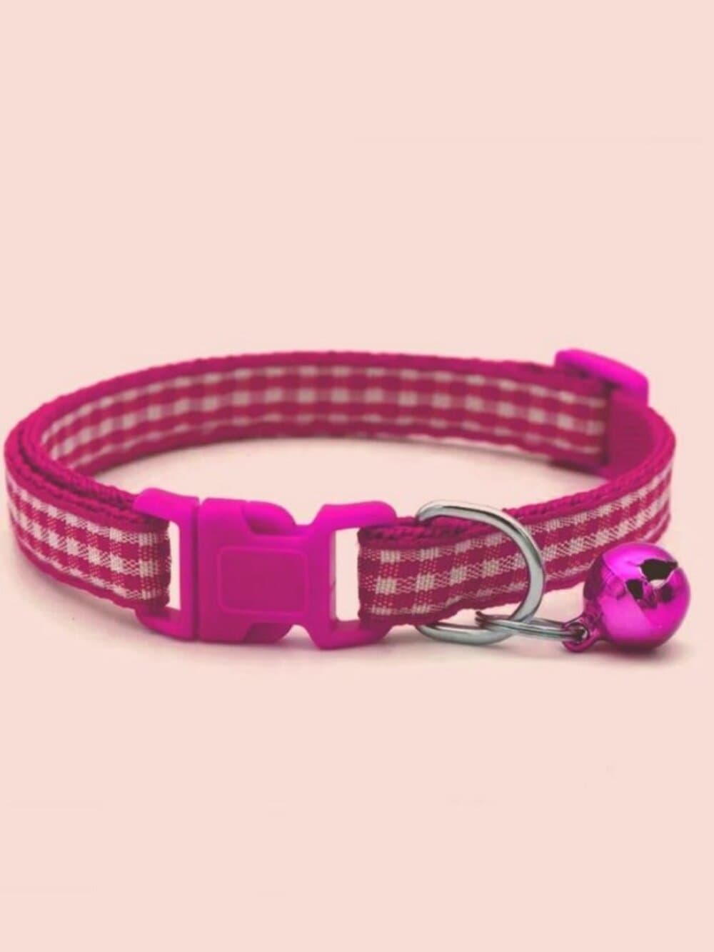 Jamie Jase Fuschia Gingham Plaid Bell Accented Cat Collar with Toys Gift Package - Thumbnail 3