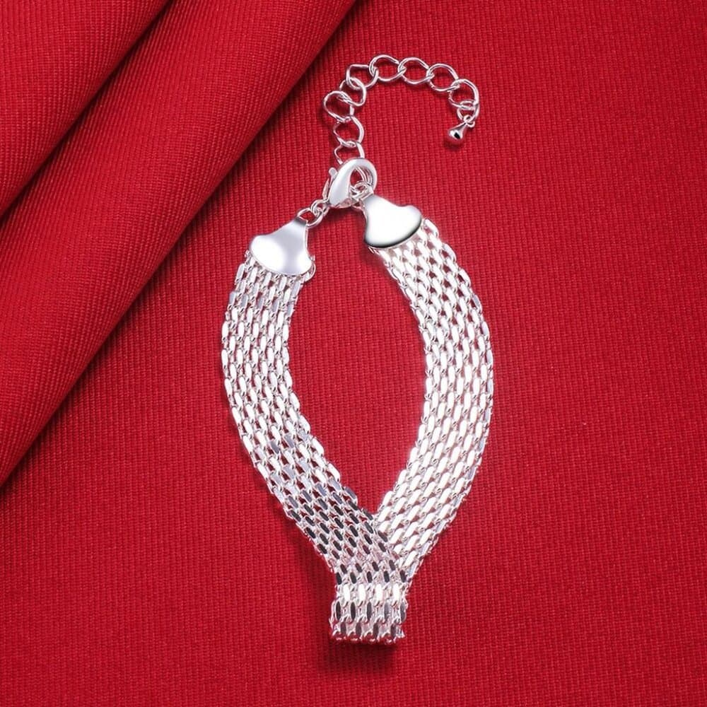 Harlow Leana Sterling Silver Mesh Weaved Chain Bracelet Gift Packaged - Thumbnail 2